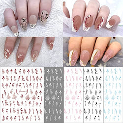 TailaiMei Flower Nail Art Stickers, Simplicity and Pure Color Rose Nail Decals, Self-Adhesive Nail Design Supplies for Nail DIY Decoration(5 Sheets)