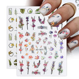 12 Sheets Nail Art Stickers Colorful Leaf Self-Adhesive Nail Decals Leaf Manicure Nail Stickers Flower Butterfly Maple Leaf Design for Women Girls Kids DIY Nail Decorations