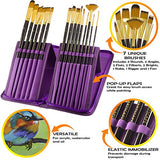 Paint Brushes - 15 Pc Brush Set for Watercolor, Acrylic, Oil & Face Painting | Long Handle Artist