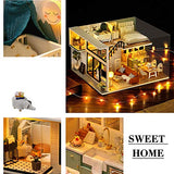 TOYROOM DIY Miniature Dollhouse Wooden Furniture Kit Duplex Loft DIY Mini House Room Assembly Doll House Building Kit Festival Birthday Gifts for Adults Girls with Dust Cover Music Movement