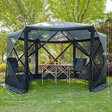 EVER ADVANCED Screen House Room, Instant Cabin Tent, Outdoor Screened Canopy Tent Zippered Pop Up Gazebos 8-10 Person for Patios Shelter,Black