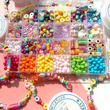 700pcs 24 Style Of Cute Clay Beads Jewelry Bracelet Making Kit For Birthday Gift For Women Girls Diy Arts And Crafts Bracelet Necklace Accessories With Fruit Smiley letter Butterfly Pearl Flower Beads