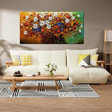 Yotree Paintings, 24x48 Inch Paintings Brilliant flowers Oil Hand Painting Painting 3D Hand-Painted On Canvas Abstract Artwork Art Wood Inside Framed Hanging Wall Decoration Abstract Painting