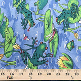 Frog Pond Blue Print Fabric Cotton Polyester Broadcloth By The Yard 60" inches wide
