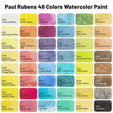 Paul Rubens Artist Grade Watercolor Paint, 48 Colors Solid Cakes with Portable Metal Box for Artists, Beginners, Hobbyists, Students