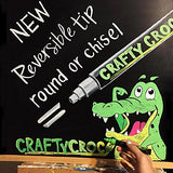 Crafty Croc Liquid Chalk Markers, 8 Pack Bright Neon Colored Paint Pens with Reversible Nib on Each Pen