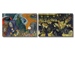 wall26? - The Dance Hall in Arles/Memory of The Garden at Etten (Ladies of Arles) by Vincent Van Gogh | Canvas Prints Wall Art, Ready to Hang - 16" x 24" x 2 Panels
