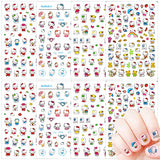 Cartoon Nail Art Stickers Decals Cute Nail Decals Kawaii Designer Nail Stickers Design 3D Self Adhesive Nail Design Stickers Cute Nail Stickers for Little Girls Women Cartoon Nail Decoration