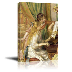 wall26 - Young Girls at The Piano by Pierre-Auguste Renoir - Canvas Print Wall Art Famous Painting Reproduction - 32" x 48"