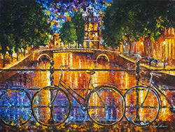 Amsterdam Painting Netherlands Wall Art On Canvas By Leonid Afremov Studio- The Bridge Of Bicycles