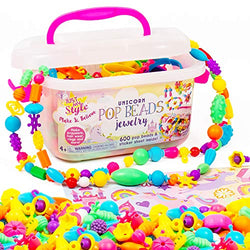 Just My Style Make & Believe Unicorn Pop Beads by Horizon Group USA, 500+ Snap-Together Beads, DIY Jewelry Kit for Kids, Materials