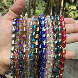 Chengmu 8x12mm Teardrop Glass Beads for Jewelry Making 225pcs AB Colour Faceted Straight Hole Shape
