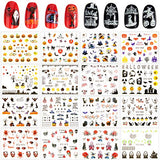 28 Sheets Halloween Nail Design Stickers Water Transfer Watermark Stickers Self-Adhesive Fluorescent Nail Decals Stickers Manicure Stickers DIY Nail Design Stencil for Women Girls Nail Decorations