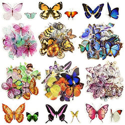 240 Pieces Butterfly Stickers PET Waterproof Transparent Decorative Decals for Scrapbook Bullet Journal Planners Cards Envelopes Water Bottles Resin DIY Crafts