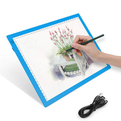 LED Light Pad A4 Ultra-Thin Portable Light Box Tracer for Diamond Painting Artcraft Drawing Sketching, USB Light Board Dimmable Brightness Bright Pad, Gift for Artist Engineer Doctor Animator-Blue