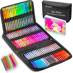 Glitter Gel Pens for Adult Coloring Books, 122 Pack Artist Supplies Colored Neon Glitter Gel Marker Pens Set with 40% More Ink for Kids Drawing Note Taking Crafts Scrapbooks Bullet Journaling Doodling