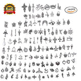 HYBEADS Silver Pewter Charms Pendants Mega Mix DIY for Jewelry Making and Crafting 100-Piece