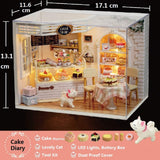 Bayin Dollhouse Kit DIY Furniture, Wooden Miniature Doll House Creative Room Gift (Cake Diary) with Dust Proof Cover