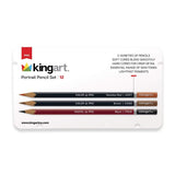 KINGART 305-12, Metal Tin Case, Set of 12 Unique Colors Portrait Pencils, Assorted 12 Piece