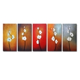 Wieco Art Colorful Flowers Oil Painting on Canvas Wall Art Ready to Hang for Living Room Bedroom Home Decoration Modern 5 Piece 100% Hand Painted Gallery Wrapped Contemporary Abstract Floral Artwork