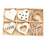 Wooden Hanging Ornaments Unfinished Wood DIY Crafts, 20 PCS Love Heart Wooden Slices with Wooden Storage Box for Valentines Gift, Birthday Gift