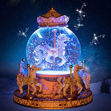 WOOYAN Carousel Music Box Colorful Change LED Light Luminous Rotating Crystal Music Box