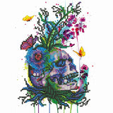 MXJSUA DIY 5D Diamond Painting by Number Kits Round Drill Rhinestone Pictures Arts Craft Home Wall Decor 12x12In Flower Skull
