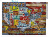 Zimal 5D DIY Diamond Painting Map of America Full Round Diamond Embroidery Cross Stitch Rhinestone Mosaic Decoration Art 11.8 x 15.8 Inch