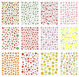 JMEOWIO 12 Sheets Fruit Nail Art Stickers Decals Self-Adhesive Pegatinas Uñas Strawberry Watermelon Lemon Nail Supplies Nail Art Design Decoration Accessories