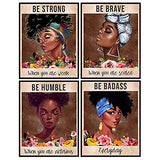 African American Women Wall Art - Be Strong Be Brave Be Badass Poster - Positive Inspirational Quotes - Black Art - Motivational Wall Decor - Encouragement Gifts - African American Woman - Black Women