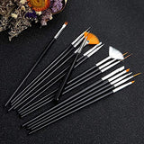 JOYJULY 20pcs Nail Art Design Tools, 15pcs Painting Brushes Set with 5pcs Dotting Pens, BLACK …