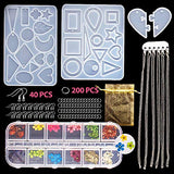 SnailGarden 4Pack Resin Molds, with 1 Box of Dried Flowers,29 Style Resin Jewelry Silicone Casting Molds+200Pcs Jump Rings+40Pcs Earring Hooks+6Pcs Necklace Chain for DIY Jewelry Craft Making