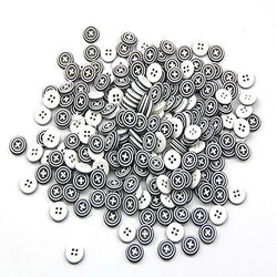 RayLineDo Pack of 60 Chequered With Black Round Buttons Delicate Plastic,4 Holes,Approx:12mm,Hole