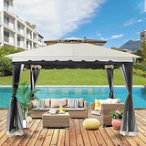 FAB BASED 10x13 Gazebo for patios, Outdoor Gazebos and Canopies Waterproof, Canopy Patio with Mosquito Netting(Cream)