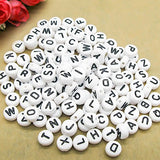 TOAOB 800Pcs 7mm White Round Acrylic Letter Beads for DIY