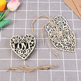 Tinksky Heart Wooden Embellishments Crafts Hanging Ornament for Wedding Valentine's Day gift DIY,