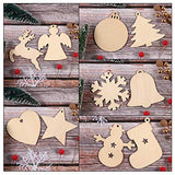 Tatuo 120 Pieces Unfinished Wooden Ornaments Christmas Wood Ornaments Hanging Embellishments Crafts for DIY, Christmas Hanging Decoration in 10 Shapes