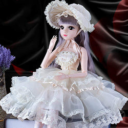 JLIMN 24 Inch BJD Doll with Music 20 Ball Jointed Dolls DIY Toys Best Gift with Clothes Outfit Shoes Wig Hair Makeup,D