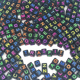 Trasfit 800 Pieces 4 Color Acrylic Alphabet Letter"A-Z" Cube Beads for Jewelry Making, Bracelets,