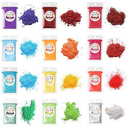 Erosom 12 Colors Mica Powder Pigments Soap Dye for Soap Coloring - Soap Making Colorants Set - 0.18oz 12 Bags - Skin Safe for DIY Soaps, Bath Bombs, Candle Making, Nail Polishes, Resin Makeup Dye.