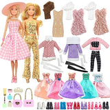 36 PCS Doll Clothes for 11.5 inch Girl Doll Including 1 The Movie Pink Dress 1 Sequn Outfits 1 Winter Set 3 Fashion Dress 1 Shawls 14 Makeup Kit 1 Hat 12 Pair Shoes in Random for Girls