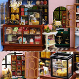 TuKIIE DIY Miniature Dollhouse Furniture Kit, 1:24 Scale Creative Room Wooden Doll House Accessories Plus Dust Proof & Music Movement for Kids Teens Adults(Rose Garden Tea House)