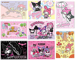 OAbear My Melody Kuromi Posters Manga Decor Live Room Bedroom Anime Canvas Wall Art Print 8 PCS 11.5x16.5 Inch
