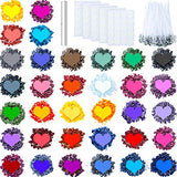 34 Colors Candle Wax Dye Crafts Soy Wax Color Chips DIY Candle Dye Flakes Kit with 100 Pieces Dye Candle Wicks, 100 Pieces Candle Wicks Stickers, 1 Piece Wick Holder for Candle Making Supplies Crafts