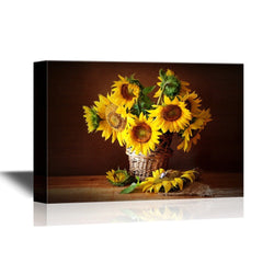 wall26 - Canvas Wall Art - Still Life with Sunflower and Butterfly - Gallery Wrap Modern Home Decor | Ready to Hang - 32x48 inches