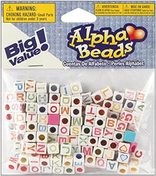 Darice Alphabet Beads, 6mm, White with Multicolor Letters, 160/Pack