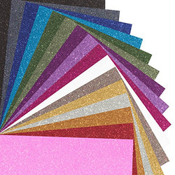 MAREA Glitter Heat Transfer Vinyl Sheets, 16 Sheet Bundle of Glitter HTV Iron On Vinyl for Cricut - Glitter Vinyl For Silhouette Cameo & Heat Press | Durable, Vibrant Colors for All HTV Vinyl Projects