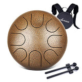 Asmuse Steel Tongue Drum, 8 Notes 6 Inch Percussion Instrument Handpan Drum Set with Song Book, Mallets, Tonic Sticker and Travel Bag for Yoga Meditation Entertainment Musical Education