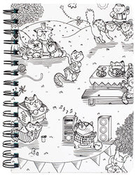 American Crafts Adult Coloring Books 6 x 8.25" Spiral Notebook Kitty Karaoke 80 Sheets