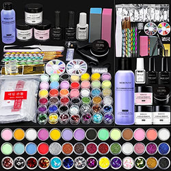 Morovan Acrylic Nail Kit With 42 Colors Nails Kit Acrylic Set Acrylic Powder and Liquid Set Nail Gel Glue Glitters Sequins Acrylic Brush Set French Tips Nail Files Professional Acrylic with Everything